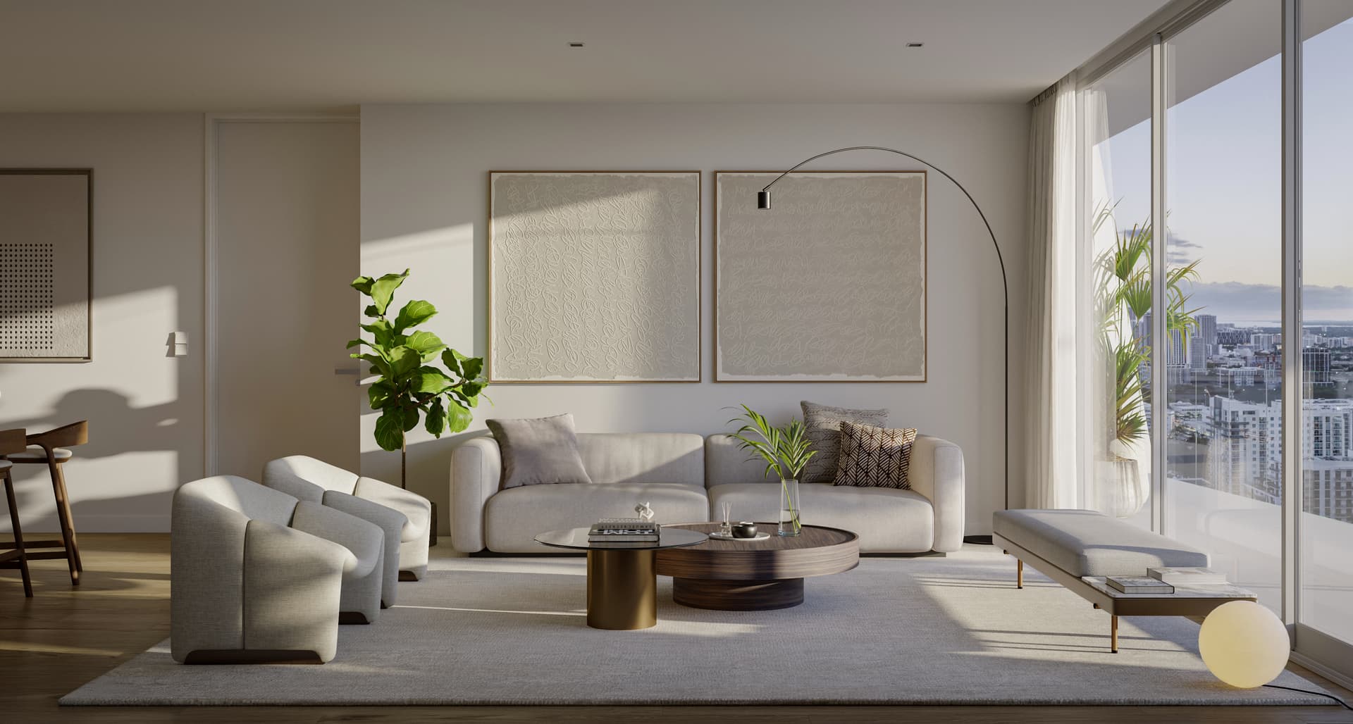 Unit Living Room at HQ Residences Miami