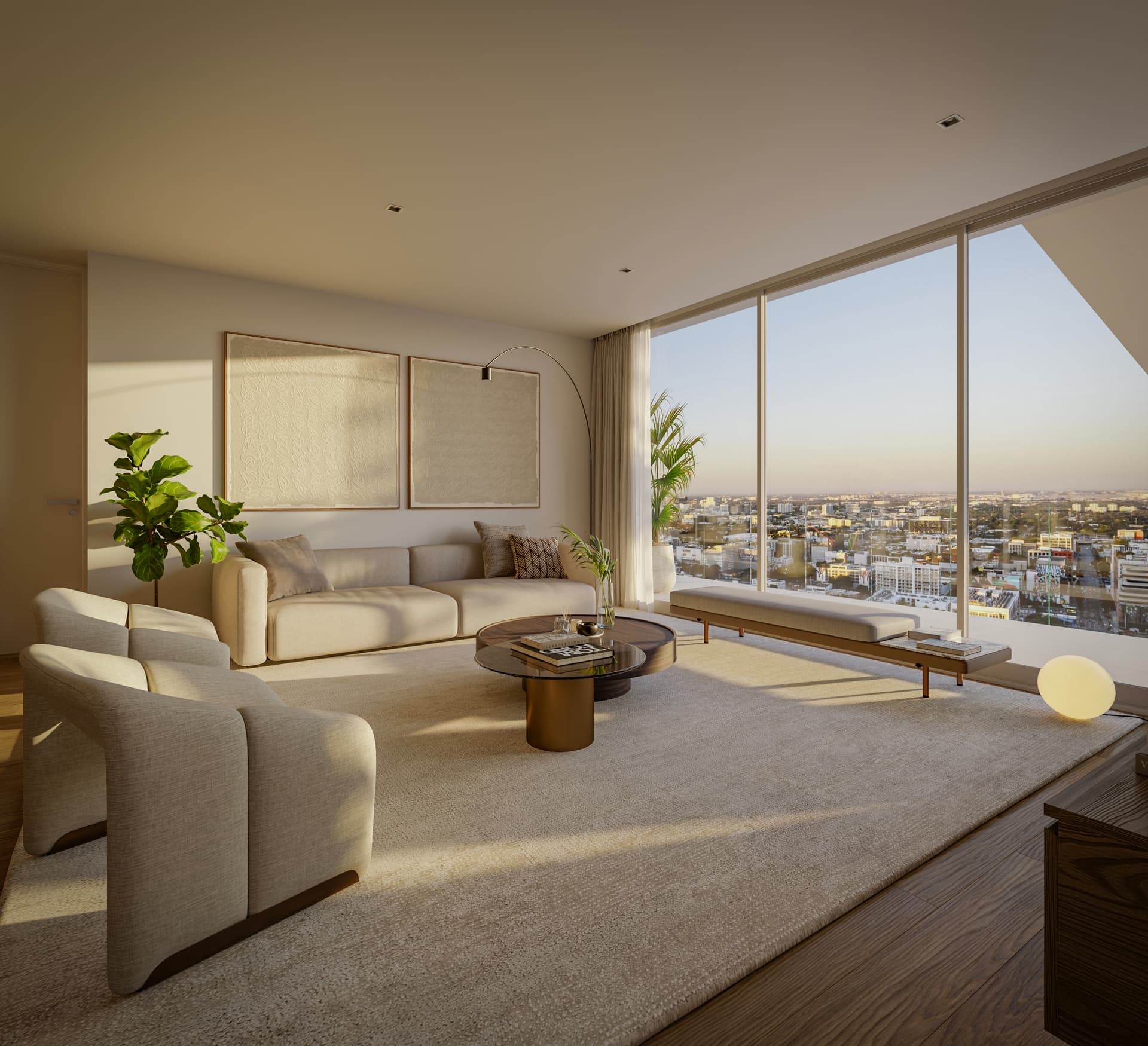 Unit Living Room at HQ Residences Miami