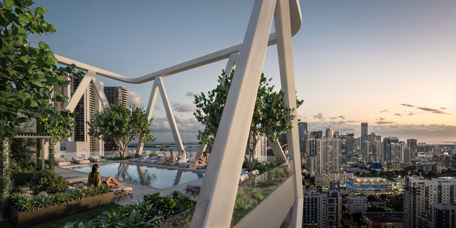 HQ Residences Miami pool terrace rendering